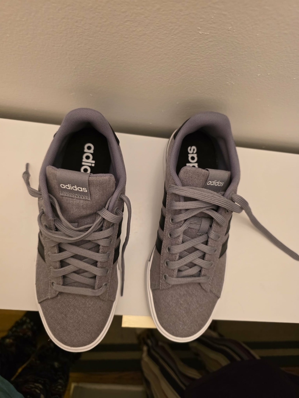 adidas Men’s Gray Sneakers with Black Stripes